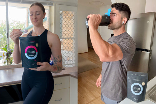woman and man drinking Tropeaka Creatine